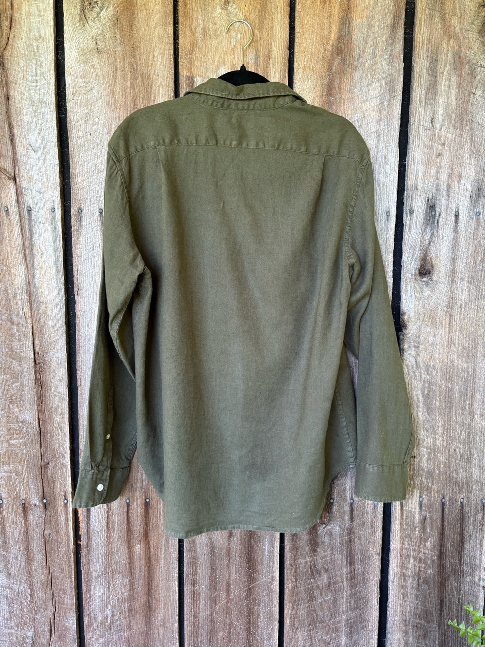 J.Crew Men’s Large Olive Green Linen Blend Button Front Shirt Long Sleeve Casual - Picture 3 of 7